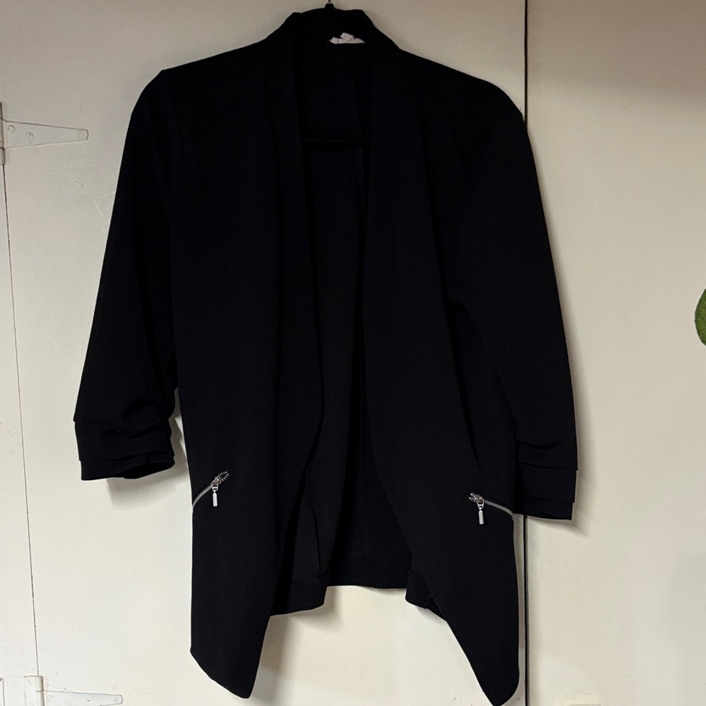Maurices Black Open Front Blazer Cardigan with Zip Pockets